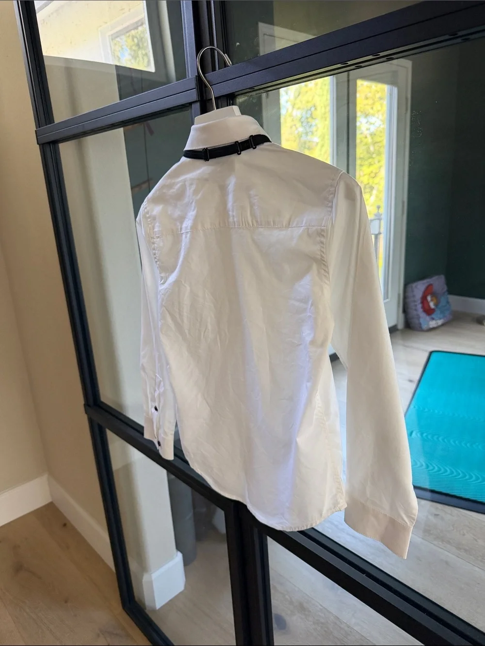 Boys Calvin Klein White Pleated Tuxedo Shirt with Black Buttons and Bow Tie